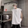 Camiseta sin mangas de calle alta europea y americana con sentido del diseño de cuello pequeño, chaleco, moda de verano para hombre, americana pesada de manga corta