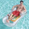 Cama Flotante Inflable Cama Inflable para Agua con Parasol Agujero para Portavasos Respaldo Reclinable Silla Flotante de Ocio para Agua Fila Flotante para Adultos