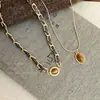 Collar de Piedra Ojo de Tigre de Alta Gama, Nuevo Colgante de Lujo Ligero de Nicho, Cadena para Clavícula, Cadena para Suéter de Nicho, Accesorio de Cadena para el Cuello para Mujer