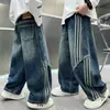 Jeans Holgados Rectos de Otoño para Niños, Pantalones Nuevos de Patchwork Primavera-Otoño 2026 para Niños Mayores, Pantalones Infantiles de Moda al por Mayor Transfronterizo