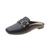 Pantuflas medias cerradas para Mujer para verano, nuevo estilo de celebridad de internet, pantuflas slip-on de moda Muller para estar en casa, pantuflas medias de tacón bajo al por mayor