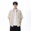 Camisa de Manga Curta de Seda de Gelo NASA Masculina Verão Estilo Fino 2026 Nova Solta Casual Camisa Jaqueta de Trabalho Meninos