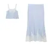 Atacado de fabricante de roupas femininas transfronteiriço 2026 moda europeia e americana versátil top estilo lingerie com renda emendada + conjunto de saia