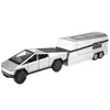 132 Modelo de Remolque RV Tesla Coche de Juguete de Aleación Color Plateado