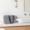 Bolsa de Cosméticos Portátil Impermeable Popular de Amazon, Neceser Cuadriculado de Gran Capacidad, Bolsa de Almacenamiento Multifuncional, Neceser