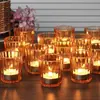 Taza de Vela Rayada Personalizada Estilo Europeo y Americano Portavelas de Vidrio Artefacto de Decoración para el Hogar Taza de Vela para Fiesta Taza Vacía de Aromaterapia