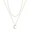 Amazon Transfronterizo Collar de Doble Capa Corazón Luna Nueva Estilo Hong Kong Cadena para Clavícula Mariposa Fresco y Versátil Collar Simple para Mujer