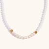 Collar Europeo y Americano Transfronterizo de Diseño Commuter Acero Inoxidable Chapado en Oro de 18K Diez Perlas de Agua Dulce Cristal Facetado Hecho a Mano para Mujer