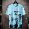 Camiseta Deportiva y Casual para Hombre Verano Seda de Hielo Delgado Tendencia Camiseta de Manga Corta Traje Corto Estilo Chino Pintura de Paisaje Superior