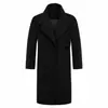 Abrigo de lana extra largo para hombre de comercio exterior transfronterizo, gabardina estilo alemán, abrigo de lana cálido de otoño e invierno con botones y cuello alto