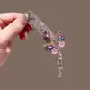 Presilha de Cabelo com Franja de Borboleta de Cristal para Mulheres 2026 Nova Versátil Brilhante com Aba Larga Presilha Bb Clip de Luxo Leve com Strass Lateral