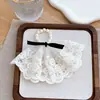 Elástico de Cabelo Doce de Renda com Pérolas Estilo Francês e Pingente de Laço, Penteado Coque de Menina Delicada, Corda de Cabelo Elegante para Rabo de Cavalo