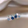 Aretes Geométricos de Mariposa de Cristal con Pasador de Plata Electrochapado en Oro Real de 18K Estilo Mori Estilo Fresco Elegantes Pendientes Versátiles para Mujer