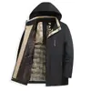 Abrigo de algodón con capucha y relleno de plumón para hombre, chaqueta de algodón cálida y gruesa de invierno, holgada, parte superior tipo parka, abrigo de algodón moderno