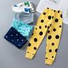 Calça Longa de Algodão Penteado Infantil, Calça Printed de Algodão para Meninos e Meninas, Calça Quente de Algodão Puro para Casa para Bebês e Crianças Pequenas