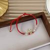 Par de Pulseiras de Jade Fu Pai para Casal Par de Boa Sorte e Paz Cordão de Mão Vermelho Tecido com Contas para Casal Presente Comemorativo