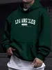 Sudadera con Capucha y Cordón Estampada para Hombre de Manga Larga Los Angeles USA Camiseta de Algodón Casual para Hombre Otoño e Invierno