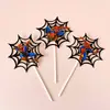 Cartão de decoração de bolo teia de aranha plug-in Decoração de bolo Homem-Aranha mesa de sobremesas bandeira 3G teia de aranha plug-in