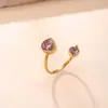 Anillos de Acero Inoxidable de Venta Caliente Europeos y Americanos, Diseño de Moda, Anillos Abiertos de Amor con Diamantes de Colores, Joyería de Anillo de Acero de Titanio con Circonia para Mujer