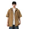 Mt-2524 Camisa con Capucha y Cremallera de Manga Corta de Moda para Pareja Chaqueta Casual con Protección Solar