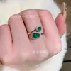 Atacado do Fabricante Anel de Cabacinha de Jade Verde Natural Xiaohongshu com Cravação em Prata S925, Novo Design Estilo Chinês