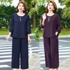Conjunto de ropa de verano para madre joven, top y pantalón elegantes y con estilo, conjunto de dos piezas a la moda para mujeres de mediana edad y mayores
