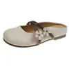 Sapatos Loafers de Couro Macio com Flor Meia Pantufa Feminina 2026 Nova Coleção Primavera Verão Estilo Externo Temperamento Versátil Moda Sapatos Baixos