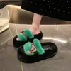 Pantuflas mullidas de suela gruesa para mujer para usar al aire libre, nuevas pantuflas de algodón de moda de otoño, zapatos mullidos para mujer