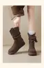 2026 Novas Botas Femininas de Primavera/Outono Estilo Retro Maillard com Franjas de Salto Grosso Empilhado Sapatos Femininos Individuais Confortáveis Antiderrapantes de Solado Macio