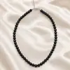 Colar de pérolas de imitação de 8 mm feminino, pérola de vidro curta, contas redondas brancas, joias, acessórios para presente, corrente de clavícula, colar de corrente