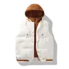 Colete de algodão com capuz para outono e inverno para homens, color blocking, espessado, quente, sem mangas, vestuário de trabalho juvenil, fornecimento de colete de algodão