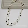 Cadena para Suéter Larga de 160 cm con Cuentas Cuadradas, Collar de Cristal de Doble Capa Bicolor, Estilo Coreano y Japonés, Joyería de Cadena para Suéter Apilable