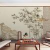 Novo papel de parede de bambu em estilo chinês, simples e elegante, com tinta, para sala de estar, fundo de estudo, pintura de paisagem, mural para sala de chá zen