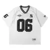 Camiseta de manga corta transpirable con estampado digital de malla estilo universitario de calle, manga raglán, ropa deportiva casual holgada para parejas, hombres y mujeres