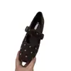 Zapatos Mary Jane retro franceses de lunares con aumento de altura interior de 3 cm, nueva colección otoño/invierno 2026, diseño de una sola tira, planos elegantes y cómodos