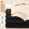 Camiseta térmica de manga larga de doble cara cepillada con cuello medio para hombre, nueva capa interior térmica de otoño e invierno