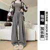 Pantalones de arroz glutinoso con bolsillo curvo pantalones de otoño para mujer adelgazantes estilo perezoso de cintura alta pierna recta sueltos para personas bajas casuales pantalones de pierna ancha