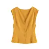 Amazon Wholesale 2025 Verano Nuevo Conjunto Casual para Mujer con Top sin Mangas de Cuello en V y Pantalones Acampanados de Cintura Alta