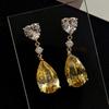 Pendientes de Perla Cao Shi Ruili Magazine, Pendientes de Diseño Ligero de Lujo Versátiles, Pendientes de Zirconia en Forma de Gota, Joyería de Oreja para Mujer