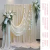 Conjunto de decoração de quarto de casamento com cortinas de tecido, guirlandas, roupão, decoração de fundo, área de recepção de casamento, sessão de fotos, arranjo de flores artificiais