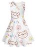 Vestido sin mangas casual de verano para niñas, con estampado digital 3D, lindo y juguetón, para casa, animación de dibujos animados, animal, estilo europeo y americano