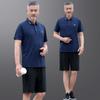 Traje Casual de Verão para Homens de Meia-Idade Roupa Esportiva Tamanho Grande Camiseta de Manga Curta com Shorts para o Pai Roupas de Corrida