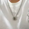 Collar Pixiu Vintage de Doble Anillo para Hombre, Cadena para Clavícula de Moneda de Cobre Étnica Moderna y Única, Colgante Entrelazado Versátil de Moda
