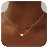 Amazon Transfronterizo Collar con Letra Inicial Inglesa en Mayúscula Multicapa Colgante Pequeño de Corazón Cadena para Clavícula Joyería