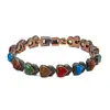 Pulsera Magnética de Turquesa Transfronteriza Europea y Americana Pulsera Magnética Creativa Retro Cepillada de Cobre Rojo Aleación de Zinc Pulsera de Pareja