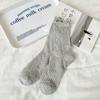 Calcetines Miu Estilo Ballet para Mujer, Delgados de Encaje y Malla Transpirables Largos para Primavera y Verano, Algodón Puro con Borde de Volantes
