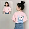 Camiseta de Manga Corta para Niña Algodón Puro Verano Nuevo Estilo Niños Bebé Media Manga Holgada Moda Estilo Verano Top de Media Manga Elegante