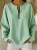 Top de Punto Rayado con Cremallera de Manga Larga Otoño/Invierno 2026 Transfronterizo Europeo y Americano, Camiseta Casual Versátil de Hombro Caído Adelgazante con Cuello Redondo para Mujer