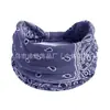 Moda Europea y Americana Estampada Estilo Étnico Bohemio para Mujer Banda Elástica Deportiva de Anacardo Banda para la Cabeza Ancha Nudada