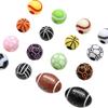 Contas de bola de acrílico Contas redondas de futebol de beisebol Pulseira de contas de futebol DIY Corrente de celular Bilhar Contas do alfabeto digital